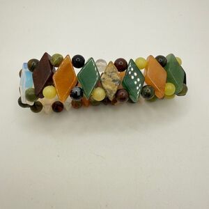 Multi-stone and opalite glass stretch bracelet!